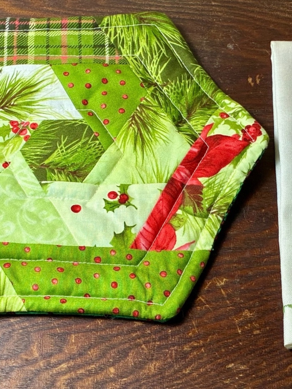 Handmade Christmas Potholder and Poinsettia tea towel
